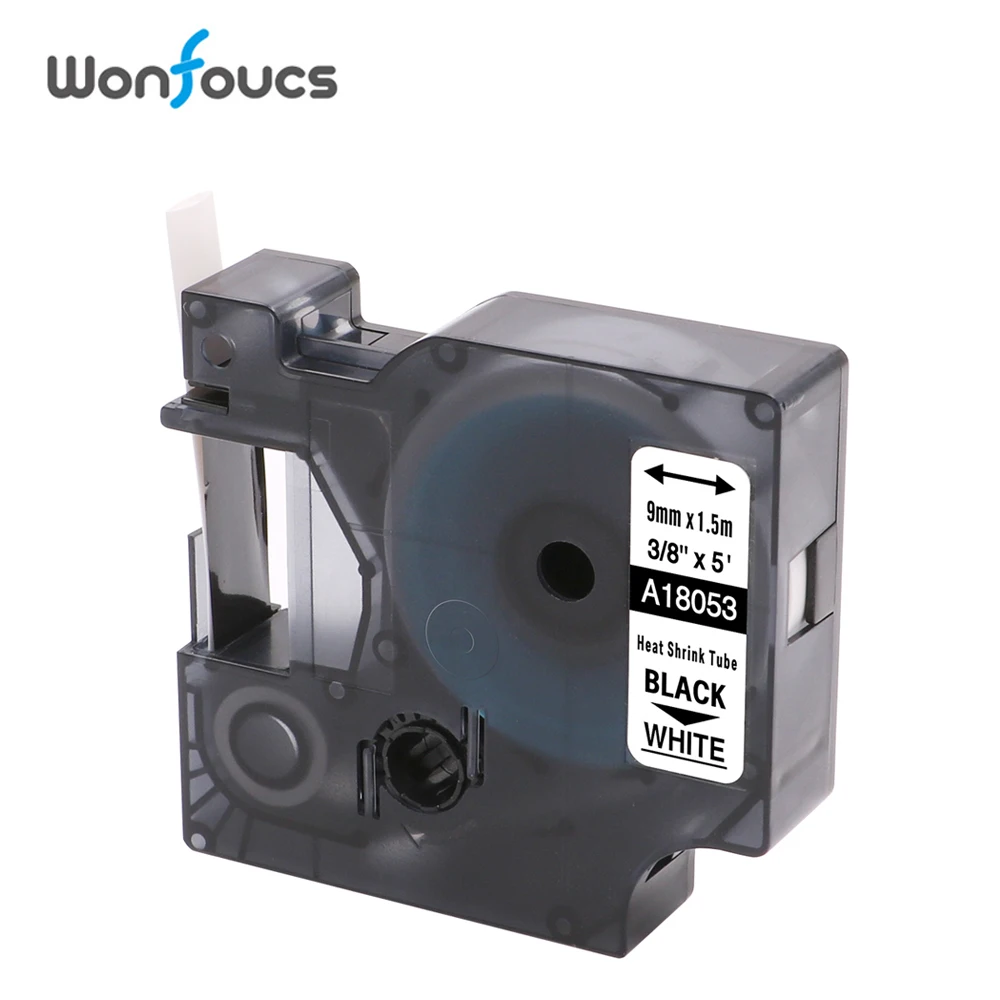 

30pcs/lot Compatible Dymo Rhino Industrial Heat Shrink Tubes 18053 9mm*1.5m Black On White Ribbons For IND Rhino Printer 5200