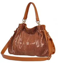 Classic socialite female zipper genuine leather serpentine luxury tote bag high quality sac a main women bolsas de marca festa49