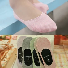 5 цветов Для женщин твердого мороженого цвет хлопок силиконовые противоскользящие летние дышащие вязаные невидимые лодочки носки до лодыжки, партиями по 6 пар в 1 партии