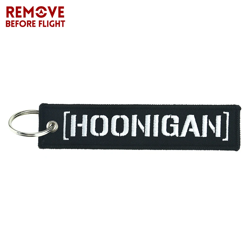 Мода Hoonigan брелок черный стикер брелок для автомобилей и ключ мотоцикла Fobs Удалить перед полетом Hoonigan брелки