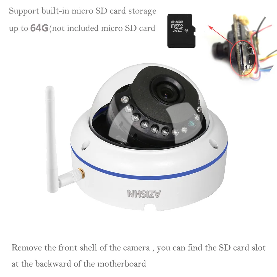 Камера видеонаблюдения AZISHN Vandalproof 1080P 960P 720P беспроводная и Проводная IP камера