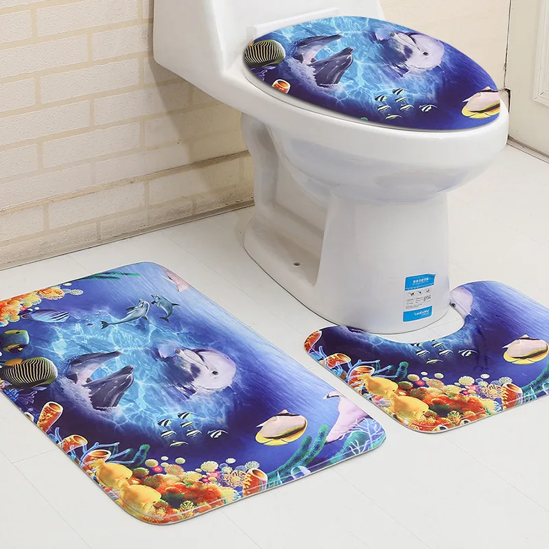 Zeegle морской мир с принтом 3 шт. коврики для ванной комплект абсорбирующие коврики для туалета крышка для ванной ковры противоскользящие напольные ковры коврики для душа