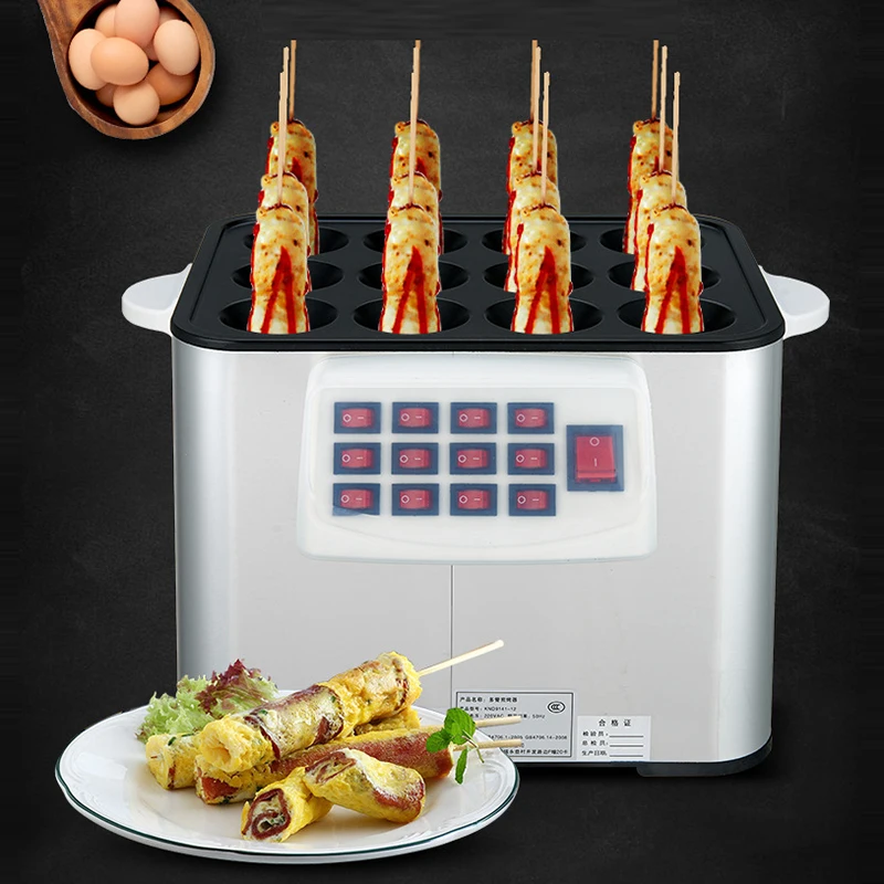 

Electric Egg Sausage Machine Commercial Snack Equipment Egg Roll Machine 12 Holes Commercial Snack Maker Egg Sausage KND9141-12
