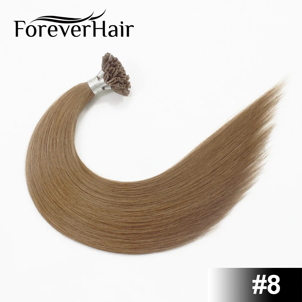 FOREVER HAIR 1 г/локон 1" 18" 2" 24" Настоящие Remy Fusion человеческие волосы для наращивания кератиновые натуральные цветные пряди волос капсулы 50 шт./ПАК - Цвет: #8