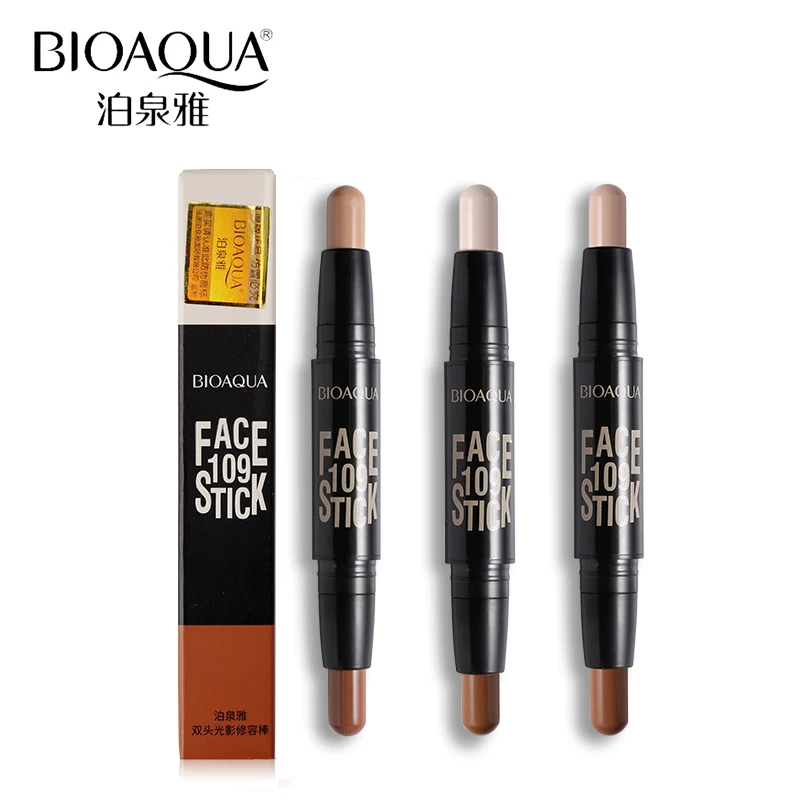 BIOAQUA Brand 2 In 1 Bronzer Highlighter Stick 3D Face Makeup Concealer Foundation Cream Texture Contour Pencil Cosmetics | Красота и