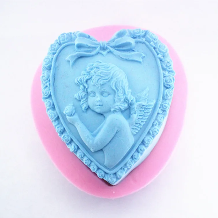 Форма в форме сердца для детского ангела, форма для мыла, помадка, форма для торта, форма для мыла, шоколада, для кухни, для выпечки