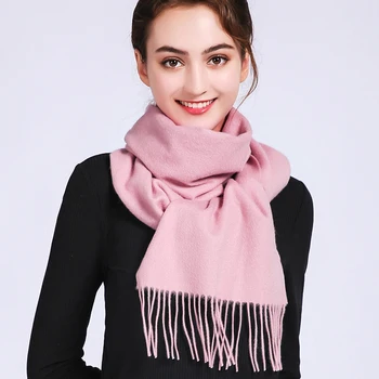

Solid Real Cashmere Wool Scarf For Women Tassel Thick Warm Scarves 2019 Winter Autumn Shawls Wraps Pashmina 170x30cm