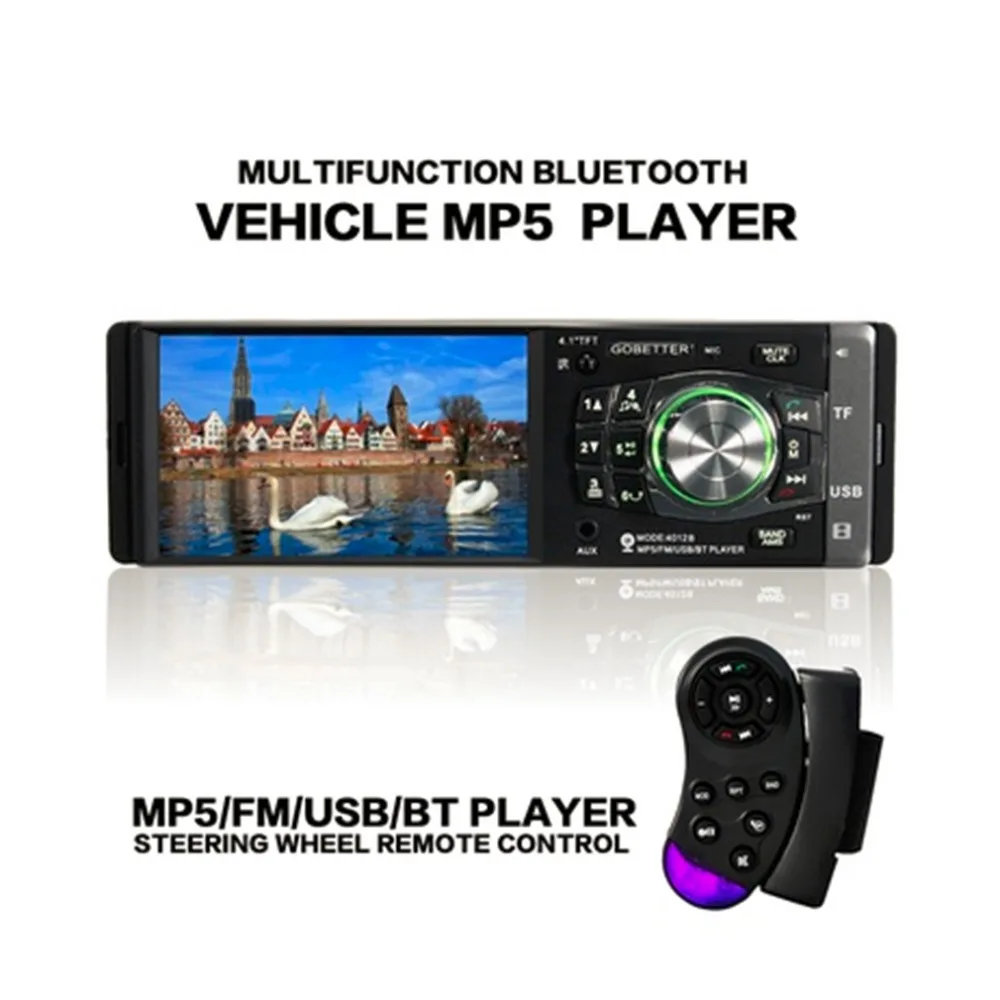 4.1 inch 12V Bluetooth TFT LED Screen Handsfree Car Radio Stereo MP3/4/5 Player Wheel Remote Control 87.5-108MHz FM/USB