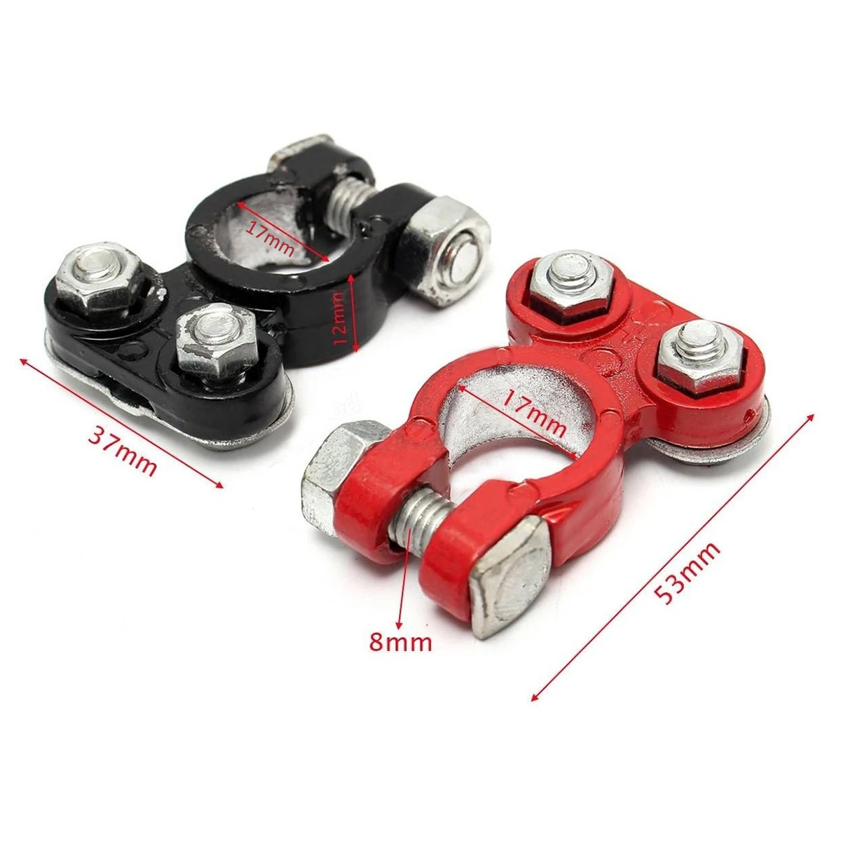 2pcs Moistureproof Car Battery Terminal Clamp  Aluminum Magnesium Positive & Nagative Clips