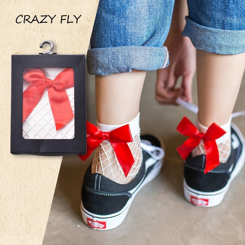 Магазин Crazy Fly 2019 летняя пикантная обувь с бантом и ажурные носки женские