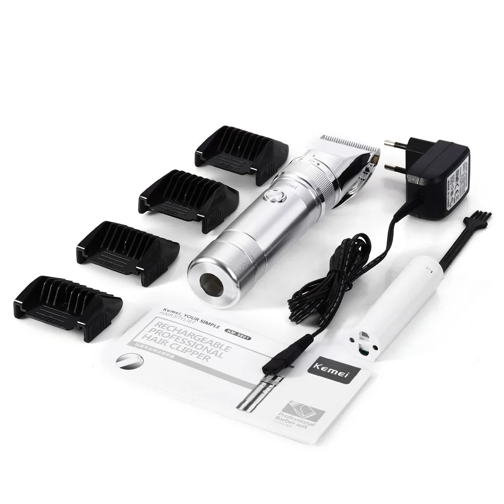 Kemei 9801 Перезаряжаемые машинка для стрижки волос 110 220 V профессиональная Для