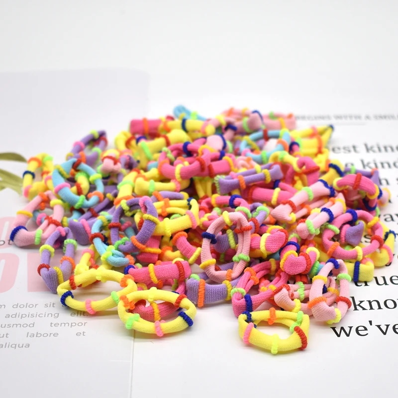 

100 pcs kids hair rope Hair Accessories Scrunchy Elastic Hair Bands Girls decorations Headbands Rubber Band gum for hair