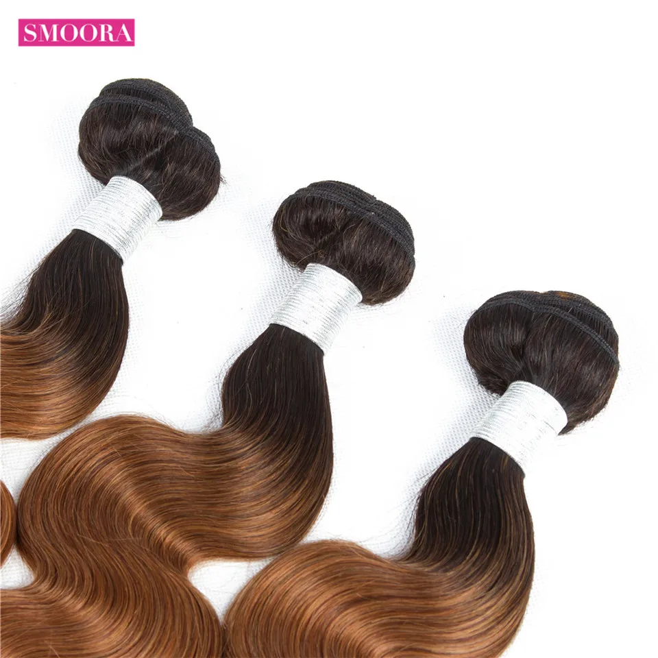 Ombre Body Wave Bundles With Closure 1B/30 Ombre Bundles With Closure Smoora Pre-Colored Human Hair Weft 3 Bundles With Closure Ombre Body Wave Bundles With Closure 1B/30 Ombre Bundles With Closure Smoora Pre-Colored Human Hair Weft 3 Bundles With Closure