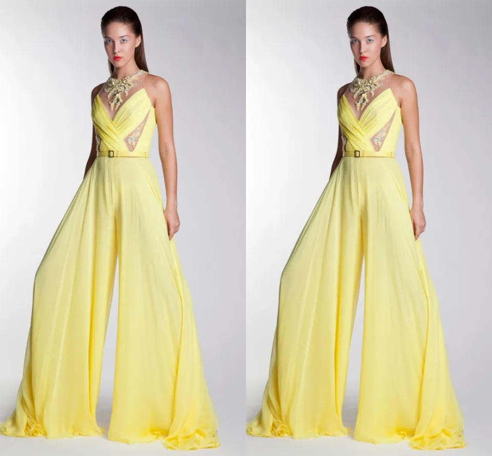 yellow prom jumpsuit