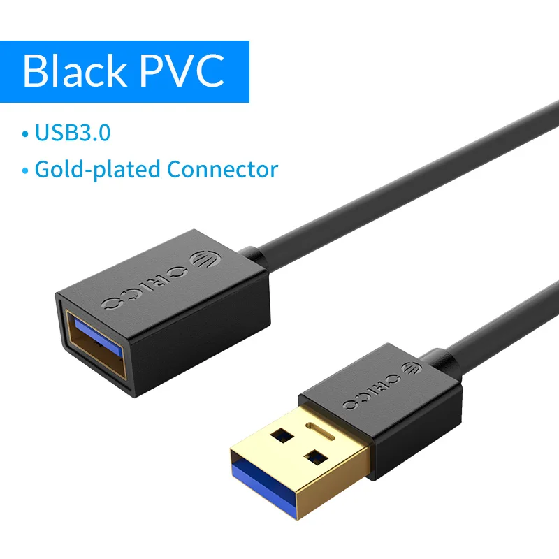 ORICO USB 3,0 кабель-удлинитель для женщин и мужчин USB кабель-удлинитель Супер Скоростной USB 3,0 кабель для передачи данных 1 м 1,5 м для компьютера ПК - Цвет: U3-MAA01-BK