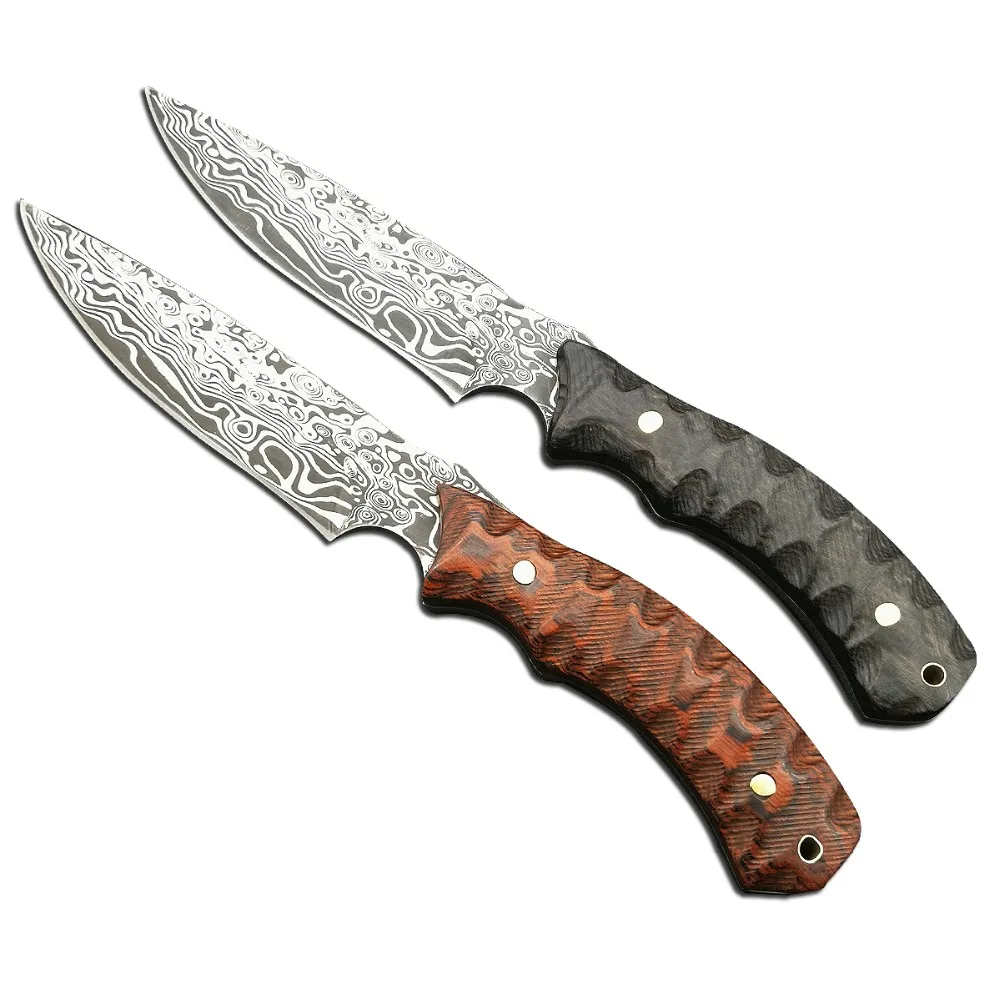 DuoClang Outdoor knife Damascus 440C Steel Comfortable Micarta Handle