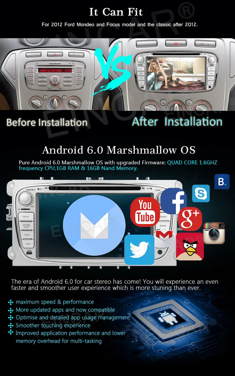 Perfect Android.0 Car DVD Player GPS Stereo Radio for Ford Mondeo Focus S-Max 2008-2012 2