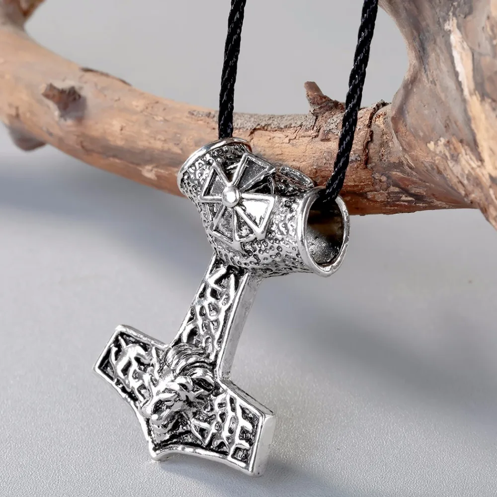 CHENGXUN Viking Necklace Nordic Thor's Hammer Axe Amulets Lion Cross