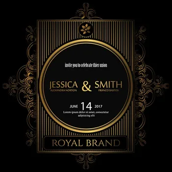 

ROYAL Golden Frame Dark Customized Wedding backdrops Vinyl cloth High quality Computer printed wall Backgrounds