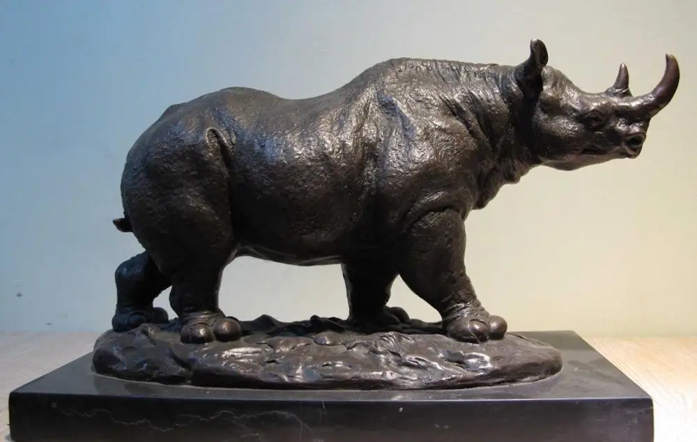 

Western Art Deco Bronze Marble Base Sculpture Rhinoceros Ox Bull Figurine Statue