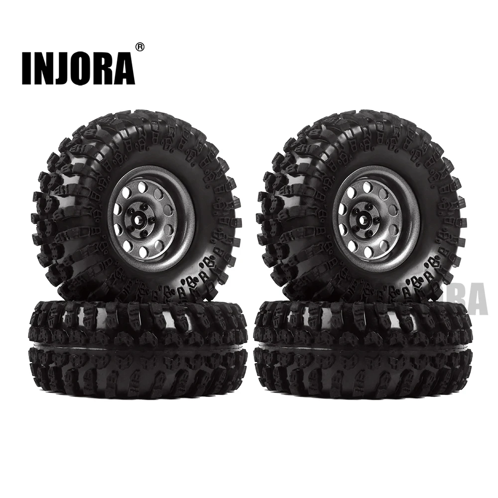 4 Llantas Beadlock De Plástico 2.2″ Para Coches RC 1/10 – Ruedas Para Axial SCX10, Wraith, Capra, RR10 Y TRX4 D90 (Negras)