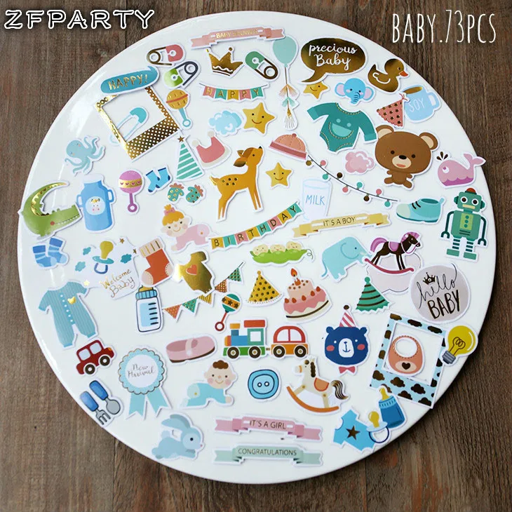 

ZFPARTY Hello Baby Die Cuts Stickers for Scrapbooking Happy Planner/Card Making/Journaling Project 73pcs