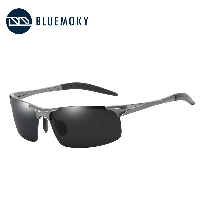 Мужские спортивные солнцезащитные очки BLUEMOKY без оправы, поляризационные, UV400, солнцезащитные очки для мужчин, для вождения, Полароид, алюминиевые магниевые Оттенки для мужчин - Цвет линз: 002