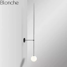 Post Modern Line Wall Lamp Minimalism Nordic Glass Ball Led Wall Sconce Light Fixtures Bathroom Bedside Mirror Lights Loft Decor