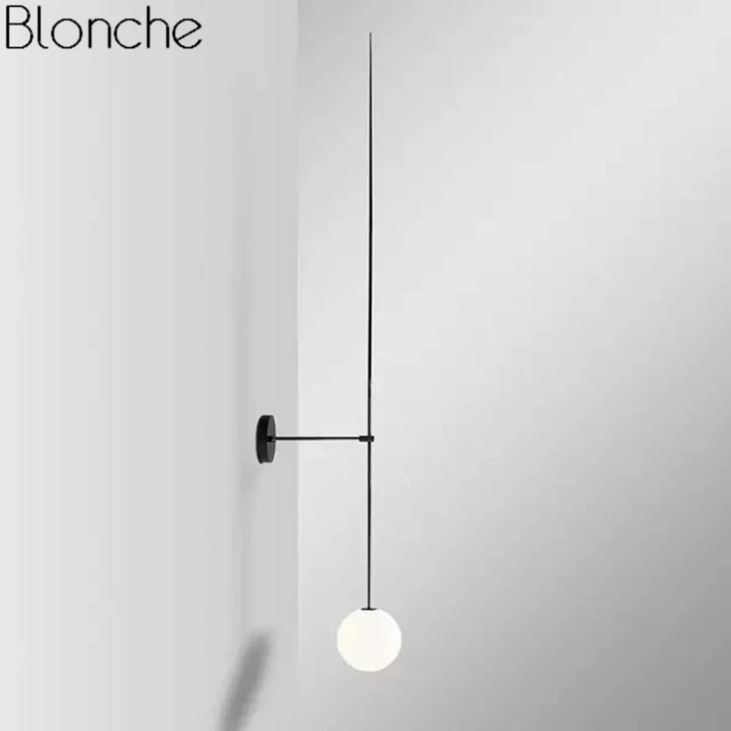 Linha Pós Moderna Bola de Vidro da Lâmpada de Parede Minimalismo Nórdico Levou Arandela Luminárias Luzes do Espelho do Banheiro Cabeceira Loft Decoração