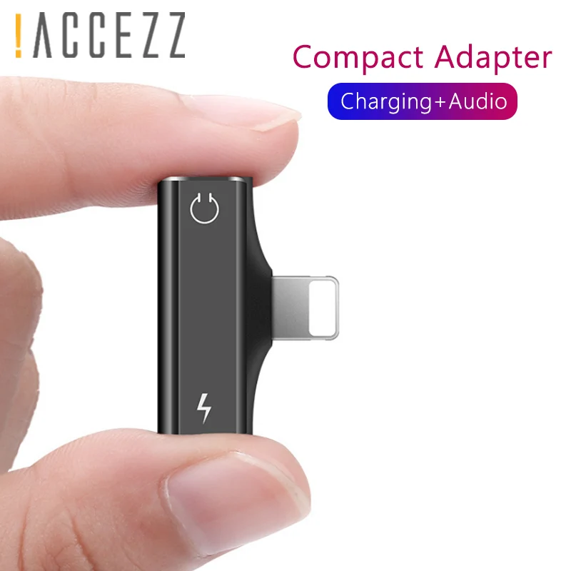 !ACCEZZ 2 in 1 Dual lighting Headphone Adapter For iphone X 8 7 Plus XS MAX XR Calling Listening Charging Converter Cable 1.2M