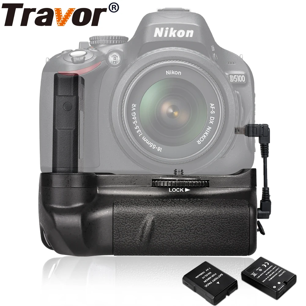 

Travor Vertical Camera Battery Grip Holder For Nikon DSLR D5100 D5200 D5300 Battery Handle With 2Pcs EN-EL14 Battery