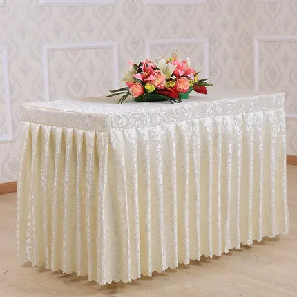 Custom-Made Hotel Table Skirting Meeting Wedding Banquet Check-In Table Buffet Thickening Jacquard Skirting Cover