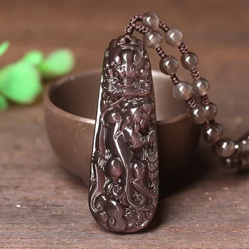 

The wholesale supply of Natural Genuine lucky evil ice Rainbow Obsidian Dragon Pendant brave men and women