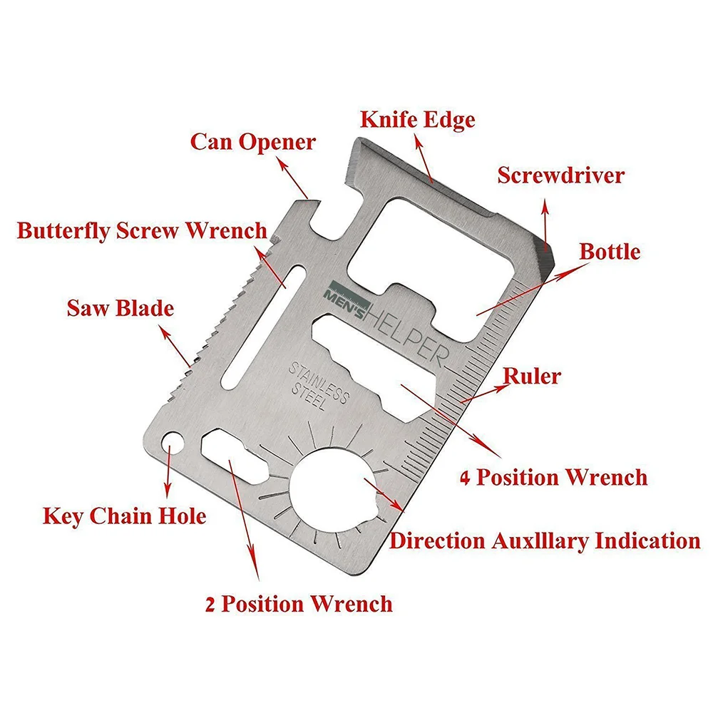 11 функций, размер кредитной карты, карманный инструмент для выживания на открытом воздухе, для охоты, выживания, кемпинга, ручные многофункциональные инструменты, Военный нож для кредитных карт
