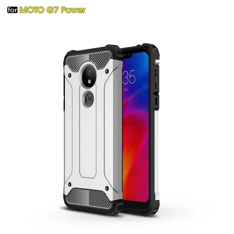 

For Motorola G7 Power / G7Power Case Silicone Shockproof Slim Hard Tough Rubber Dual Layer Armor For G7Power Cases Phone Cover
