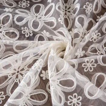 

Mesh embroidered lace dress wedding fabric embroidered gauze white