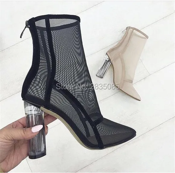 perspex block heel boots