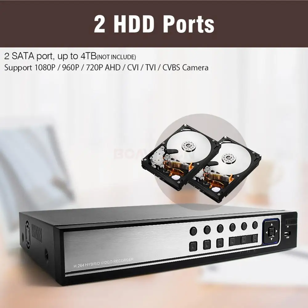 Гибридный 5 в 1 CCTV 16CH AHD DVR CVI TVI 1080 P/1080N цифровой видеорегистратор NVR сетевой монитор, 2* HDD, XMEYE P2P& CMS VIEW