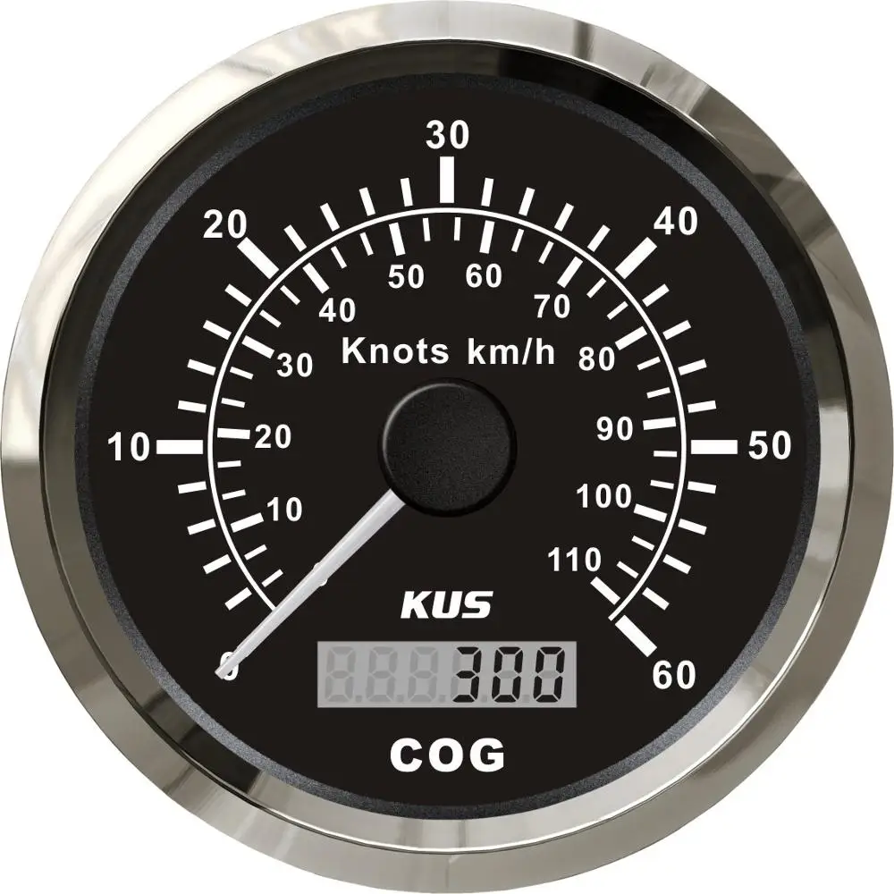 KUS лодка яхта gps Спидометр метр 0-60knots 85 мм 12В 24В - Цвет: Black