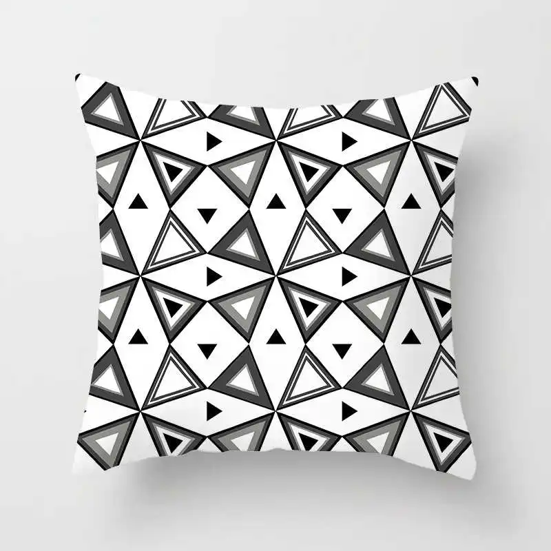 Nordic black and white geometric plaid stripes cushion cover (17)