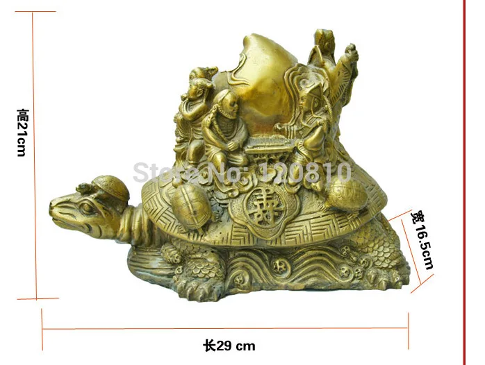 

Copper Dragon Feng Shui Turtle longevity peach bronze ornaments of three evil 21cm statue