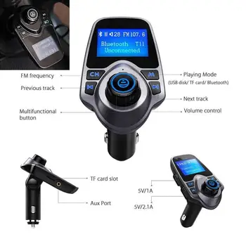 

Super Bluetooth Car Audio Kit Handsfree Set FM Transmitter Vehicle MP3 Music Player Wireless Modulator Car Charger Support Flash
