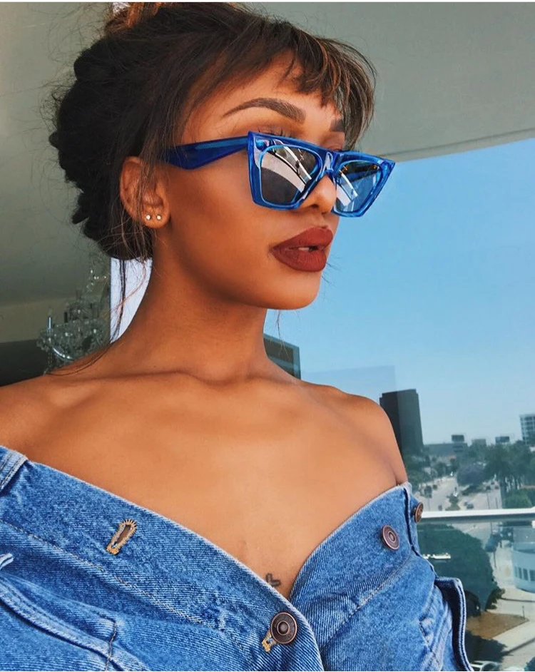 2018 New Cat Eye Women Sunglasses Shaped Sun Glasses Female Eyewear Blue SunglassesAccessories Brand Designer Fashion Shades plastic UV400 (5)