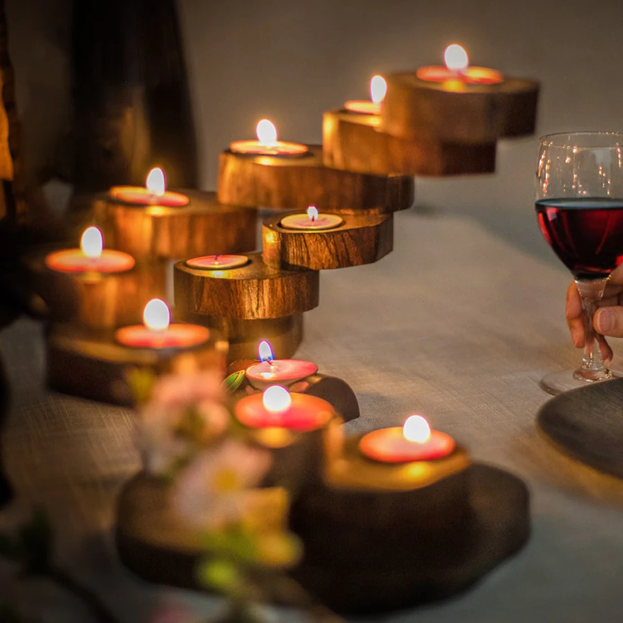 Wedding Table Decoration Wood Vintage Kitchen Candle Holders Wood