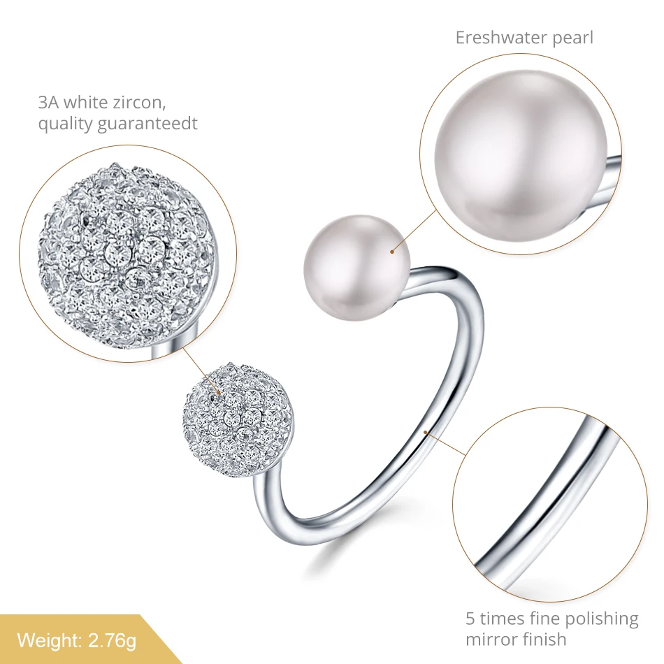 ALLNOEL Pearl Ring Silver Real Pure 925 Sterling Silver White Gold Engagement Pearl Rings Natural Pearls Jewelry For Women 2019  (3)