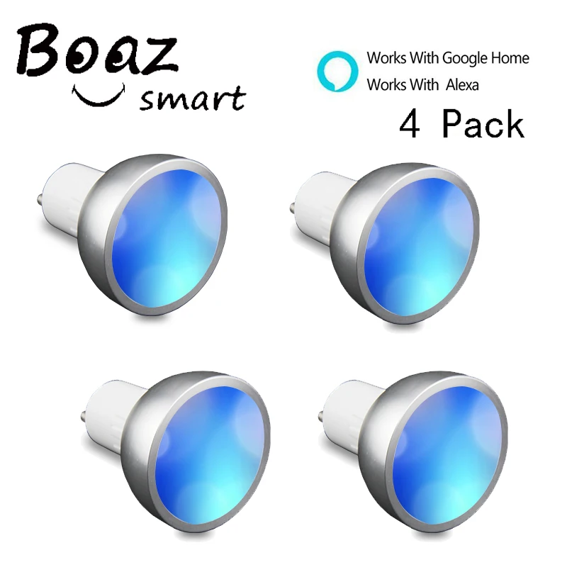 

GU10 Smart wifi led light bulb lamp,App smart phone Google Assistant Alexa Voice Controlled,RGBW Color Changing wi-fi lamp 4pack