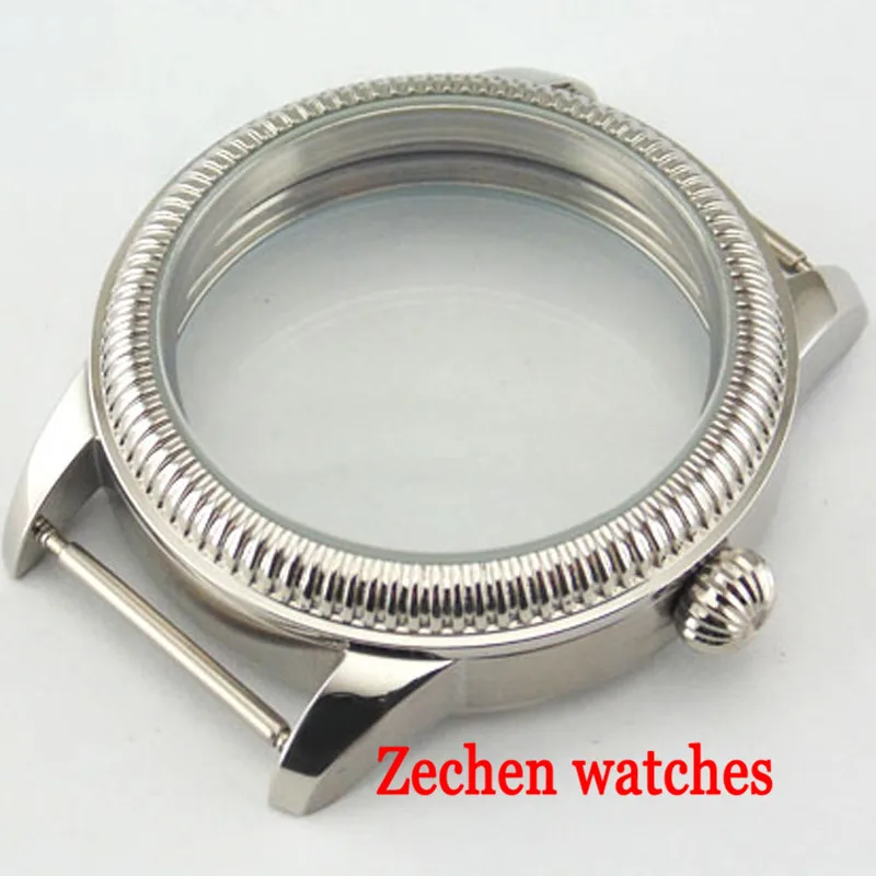 

44mm Sterile Watch Case 316L Stainless steel silve case Fit eta 6497/6498 Seagull ST36 Movement watches case