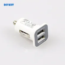 DIYKIT высокое качество DC 12-24 V вход мини двойной USB автомобильного прикуривателя Зарядное устройство белый