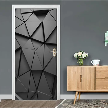 

3D Geometric Stereo Poster PVC Waterproof Entire Door Sticker Creative Stickers Door Wall Sticker DIY Mural Bedroom Home Decor