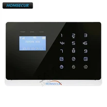HOMSECUR DIY 433 МГц Беспроводная YC06-B GSM PSTN сигнализация с помощью PIR датчика, дверной датчик, панель сигнализации, датчик дыма и т. Д